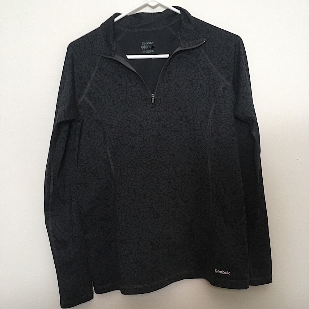 Reebok Grey & Black Long-Sleeve Jacket Large
